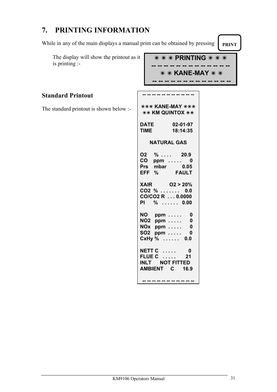 Printing information | UEi Test Instruments KM9106/P User Manual | Page 31 / 67