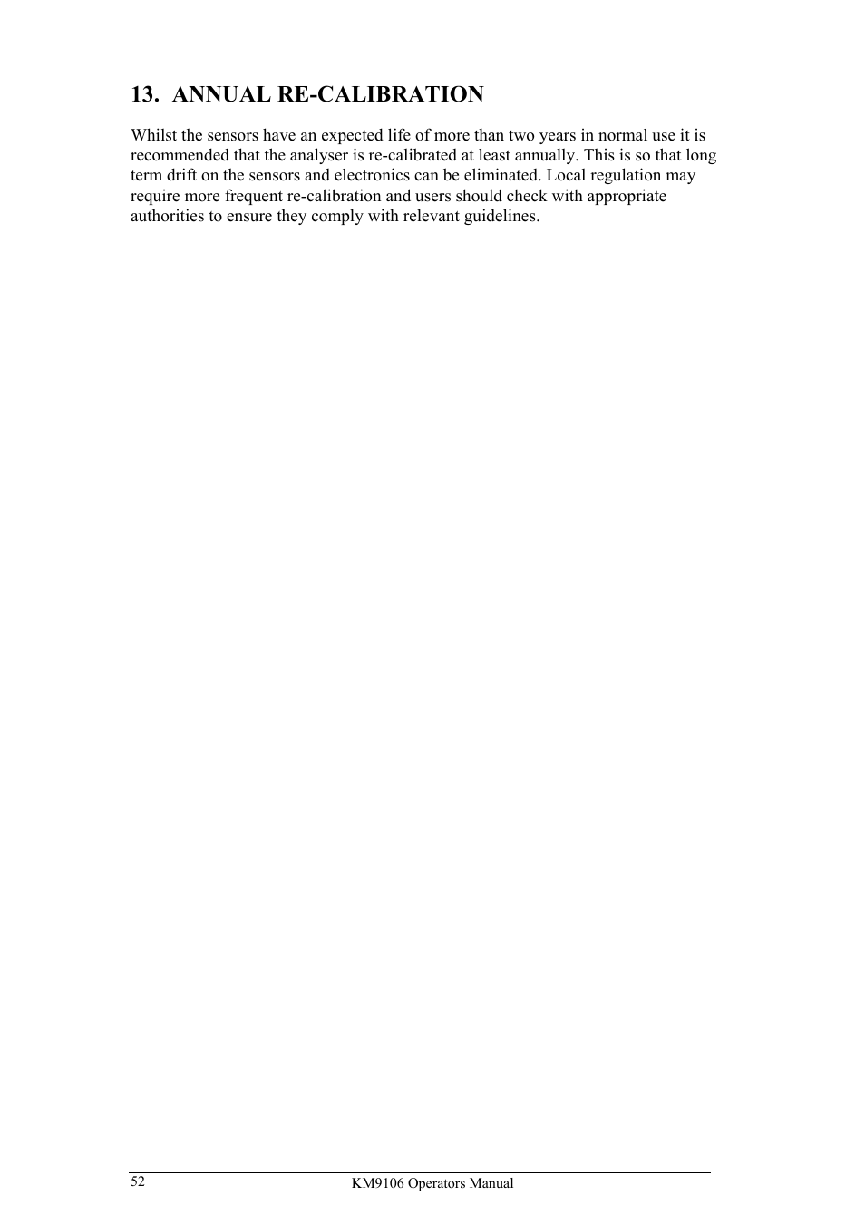 Annual re-calibration | UEi Test Instruments KM9106/P User Manual | Page 52 / 67