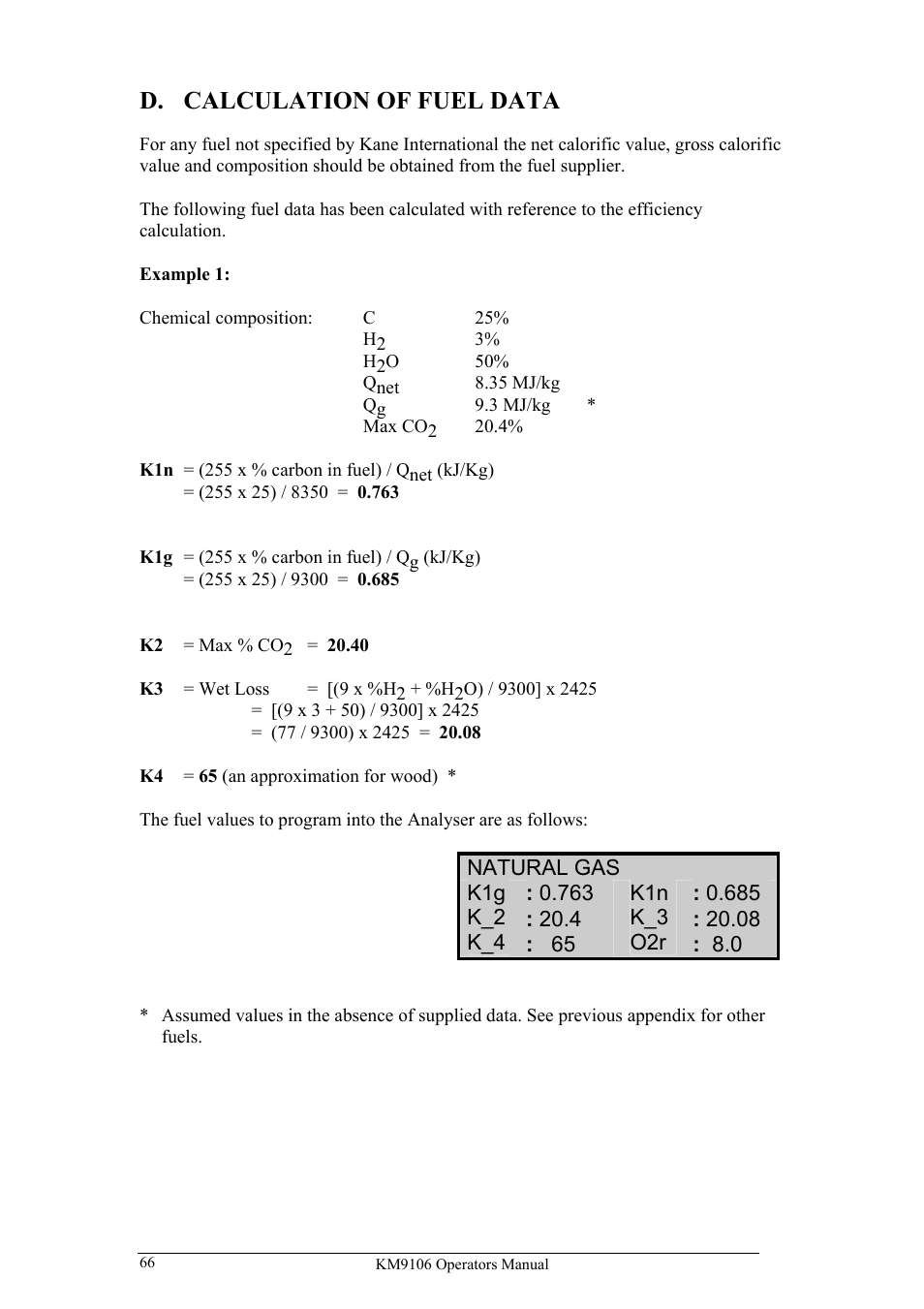 D. calculation of fuel data | UEi Test Instruments KM9106/P User Manual | Page 66 / 67