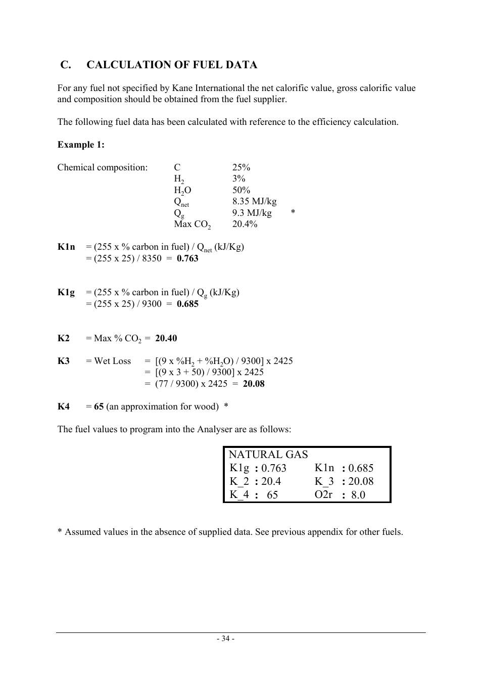 C. calculation of fuel data | UEi Test Instruments KM940 User Manual | Page 34 / 35