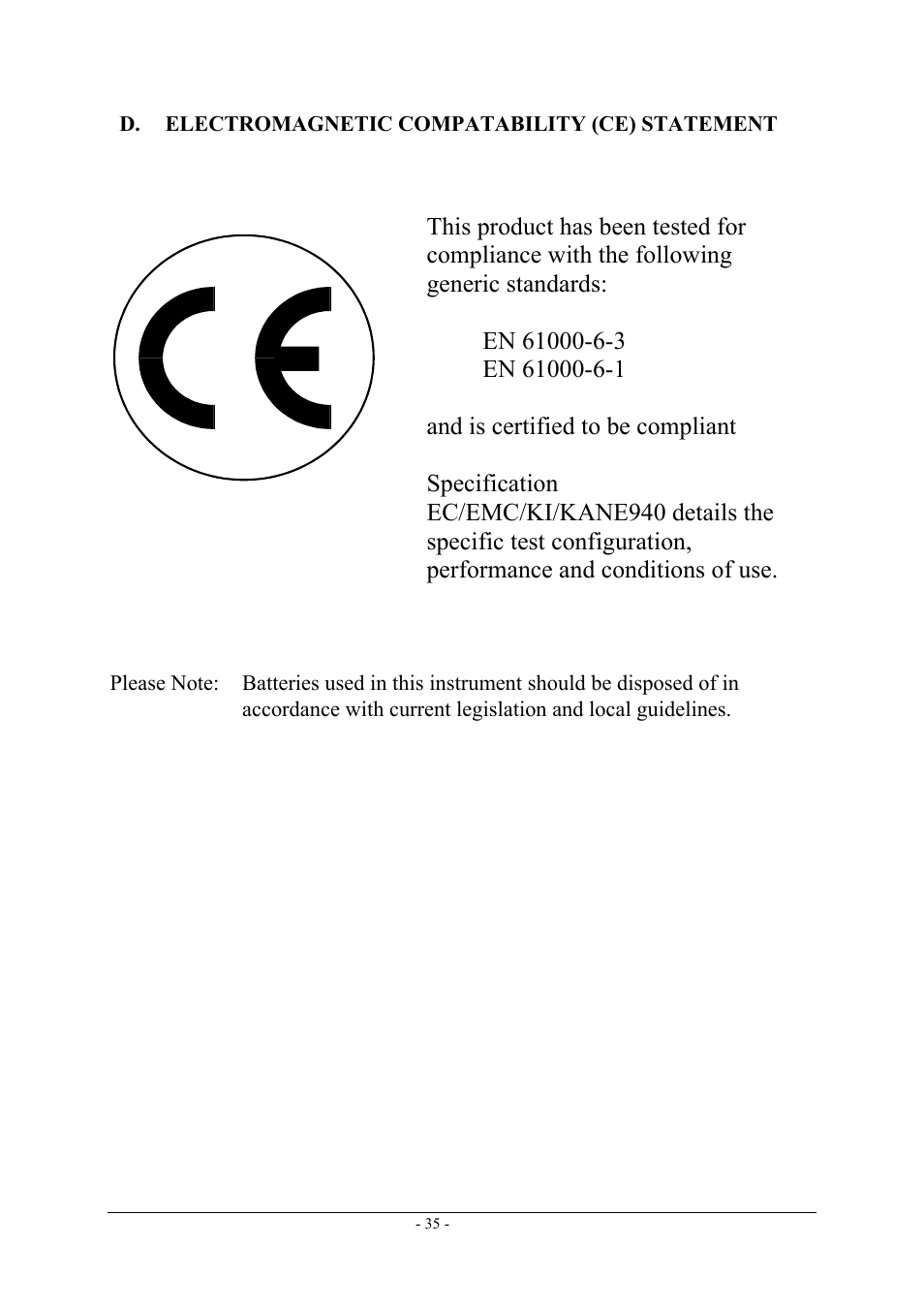 UEi Test Instruments KM940 User Manual | Page 35 / 35