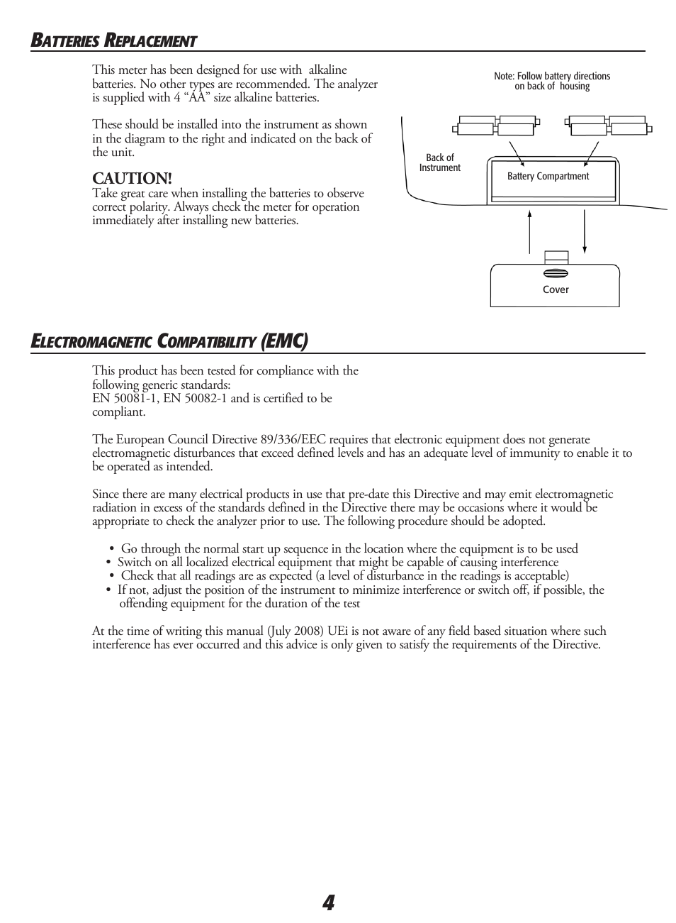 Emc), Caution | UEi Test Instruments SMART BELL User Manual | Page 6 / 16