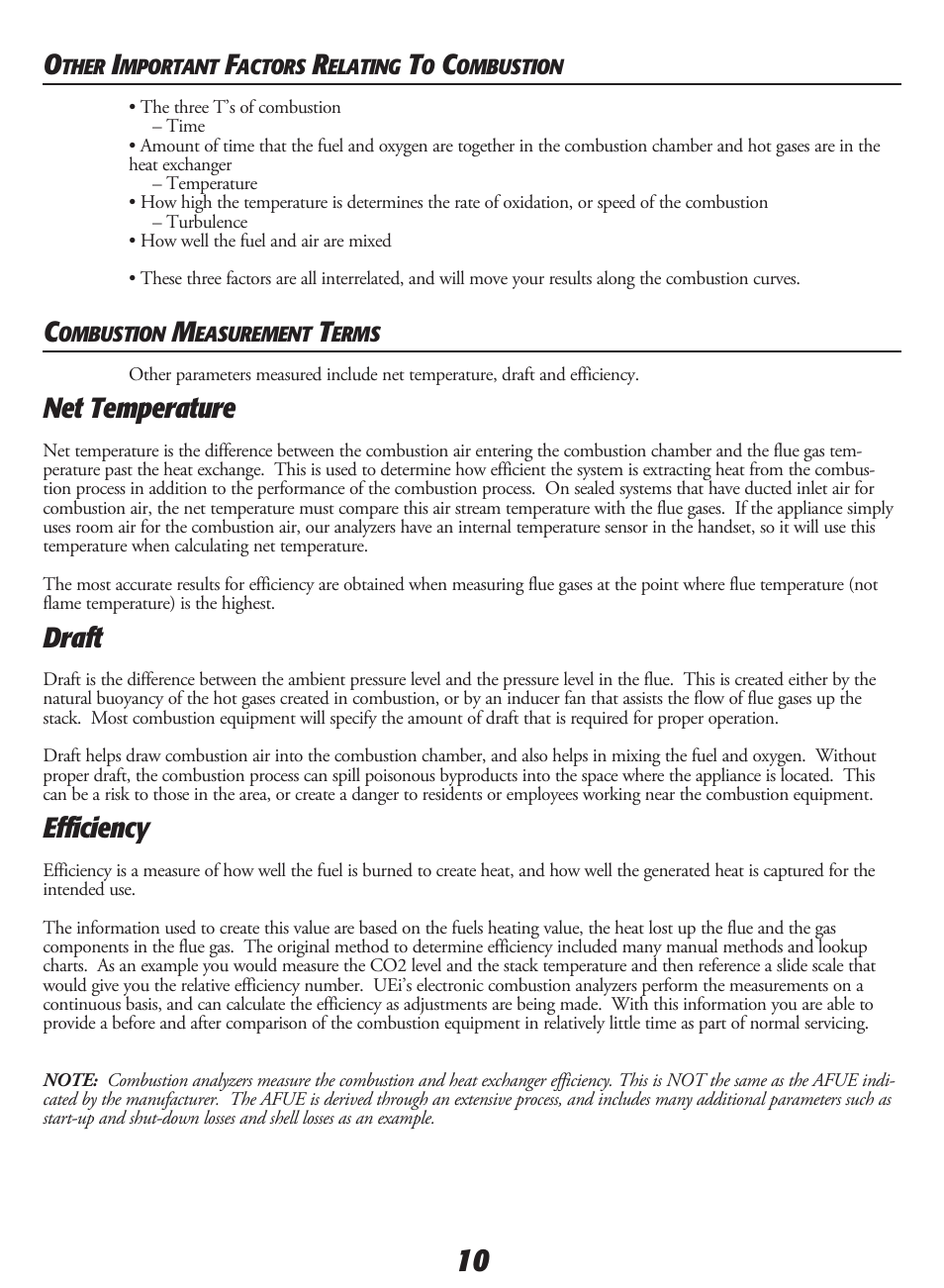Net temperature, Draft, Efficiency | UEi Test Instruments SMART BELL PLUS KIT User Manual | Page 12 / 16