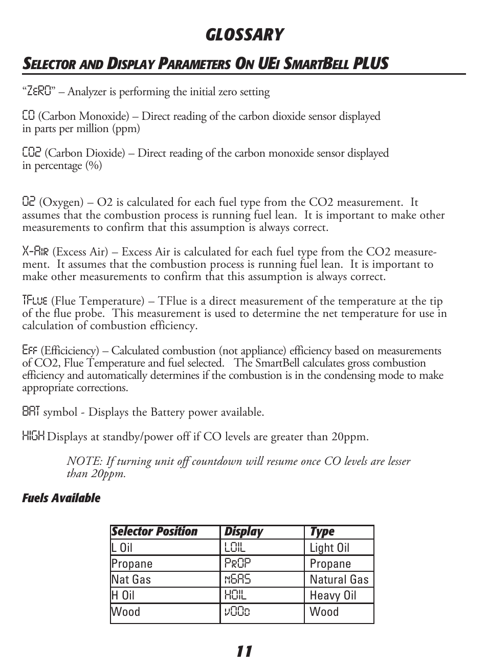 Plus, Glossary 11 | UEi Test Instruments SMART BELL PLUS KIT User Manual | Page 13 / 16