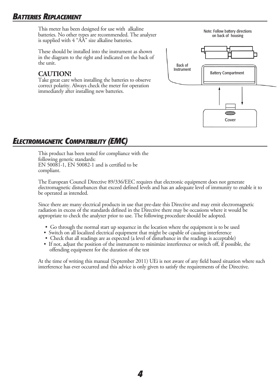 Emc), Caution | UEi Test Instruments SMART BELL PLUS KIT User Manual | Page 6 / 16