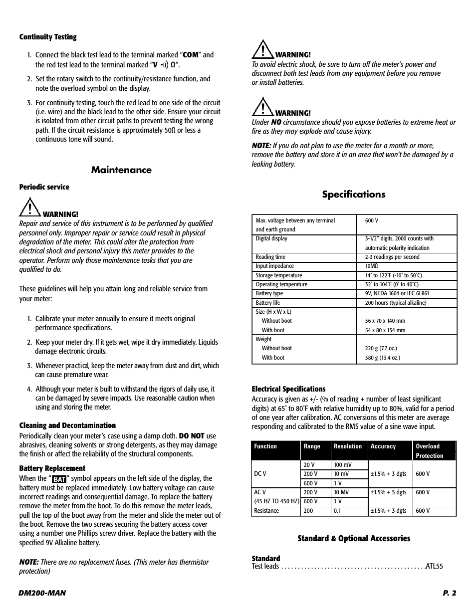 UEi Test Instruments DM200 - DISCONTINUED User Manual | Page 3 / 4