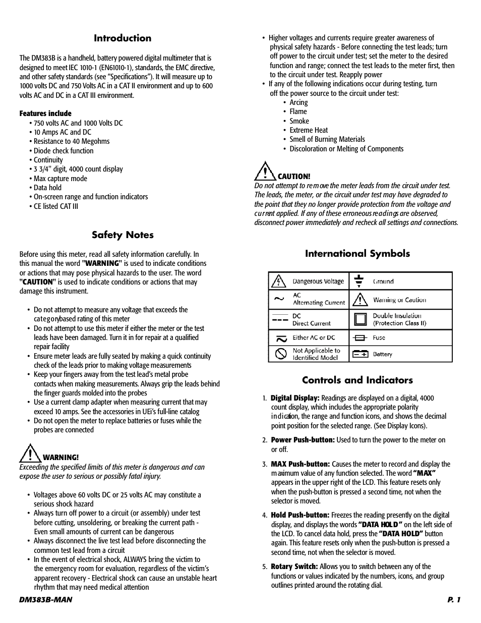 UEi Test Instruments DM383B User Manual | Page 2 / 9