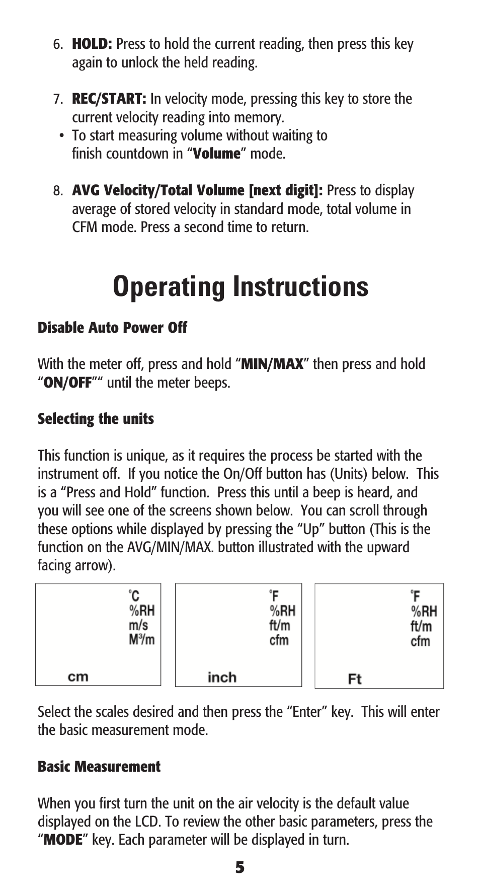 Operating instructions | UEi Test Instruments DAFM3 User Manual | Page 6 / 16