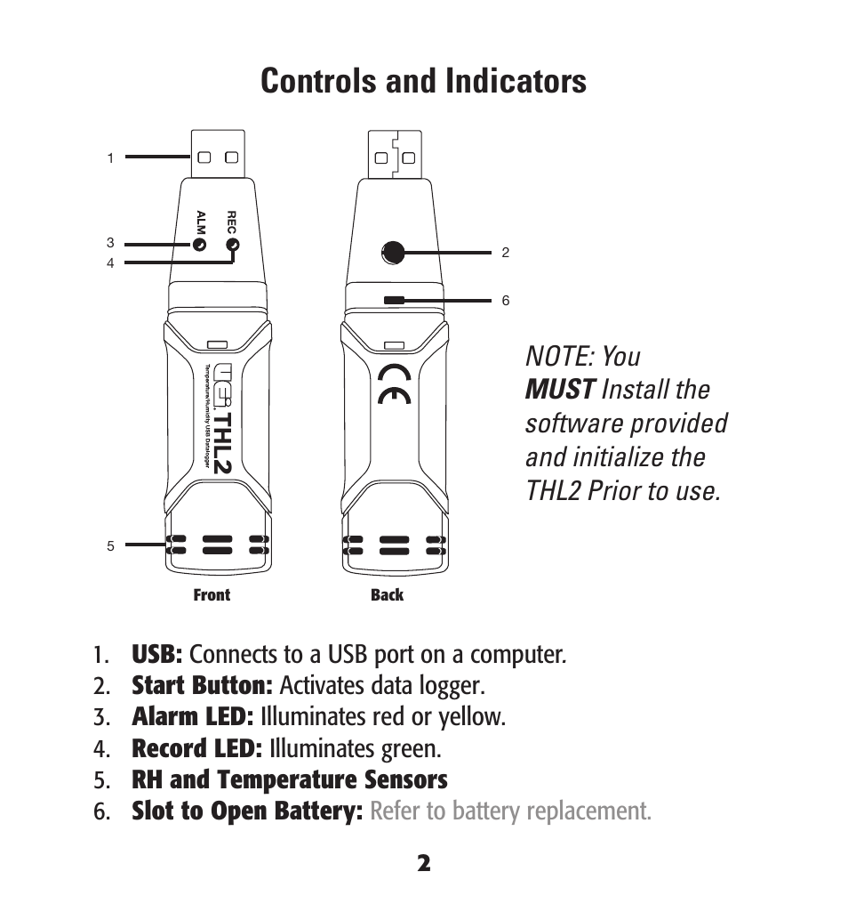 Controls and indicators | UEi Test Instruments THL2 User Manual | Page 3 / 12