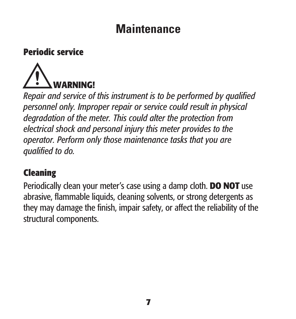 Maintenance | UEi Test Instruments THL2 User Manual | Page 8 / 12