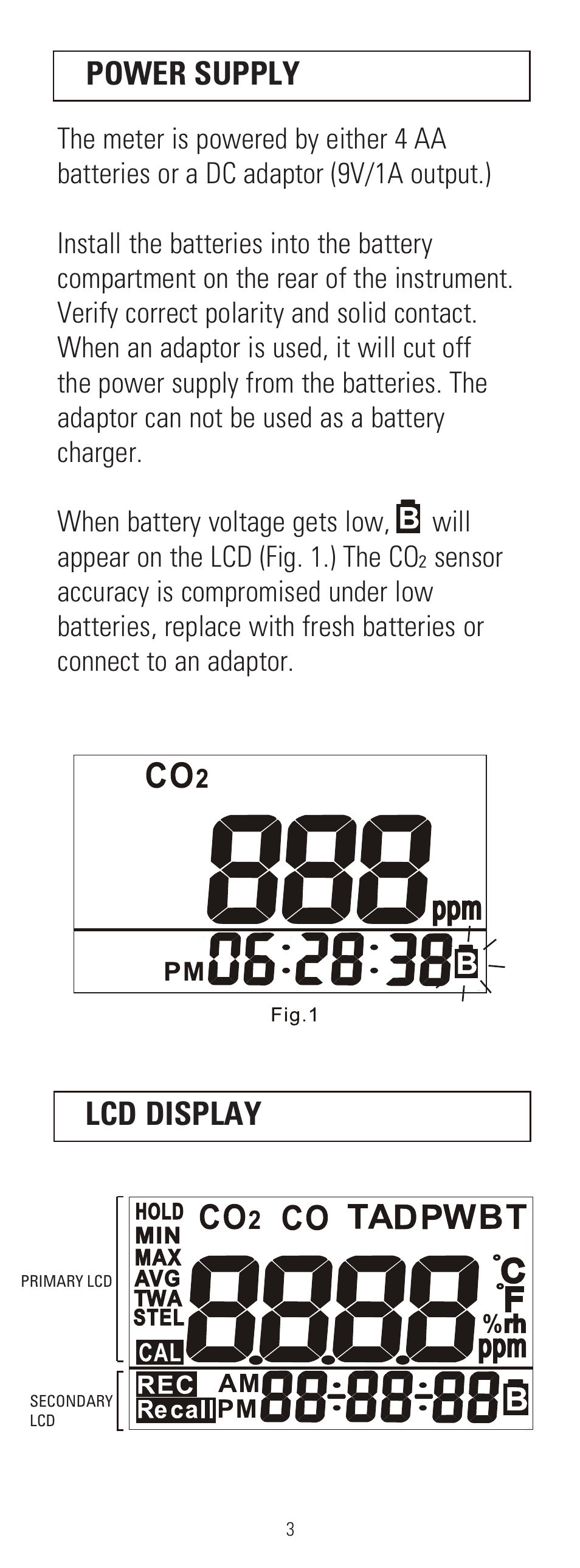 Power supply lcd display | UEi Test Instruments AQM4 User Manual | Page 4 / 28