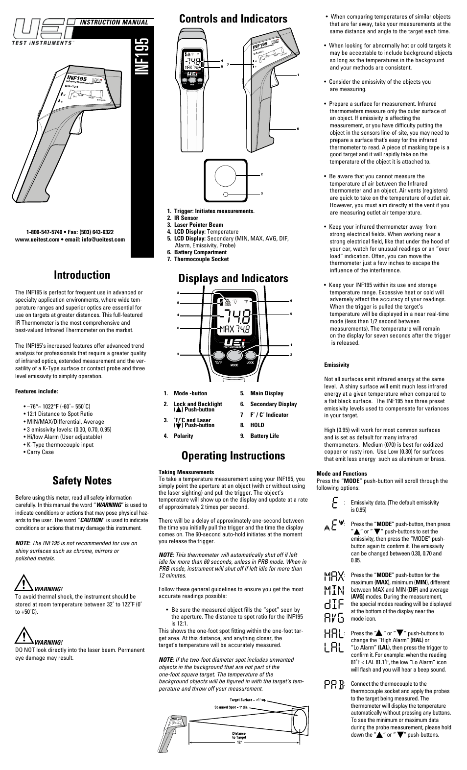UEi Test Instruments INF195 User Manual | 2 pages