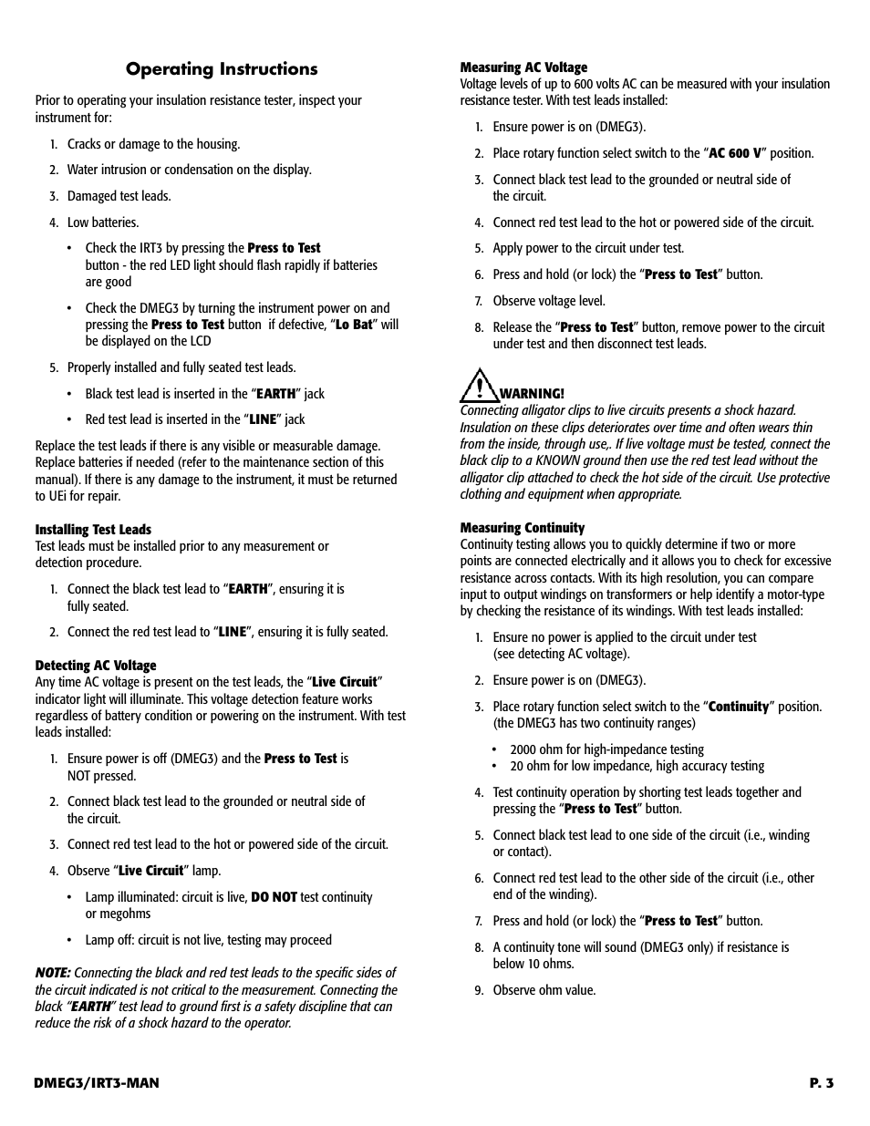 UEi Test Instruments DMEG3 User Manual | Page 4 / 12
