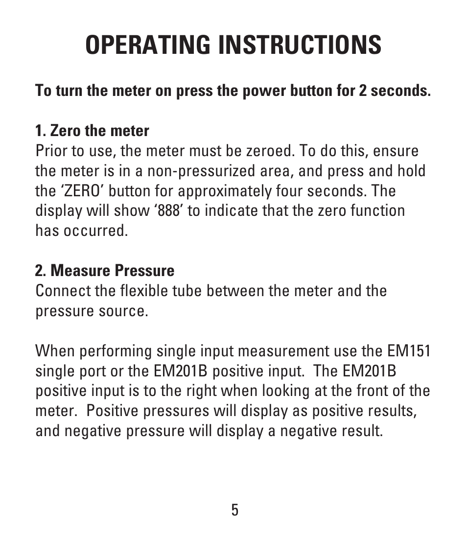 Operating instructions | UEi Test Instruments EM201B User Manual | Page 5 / 12