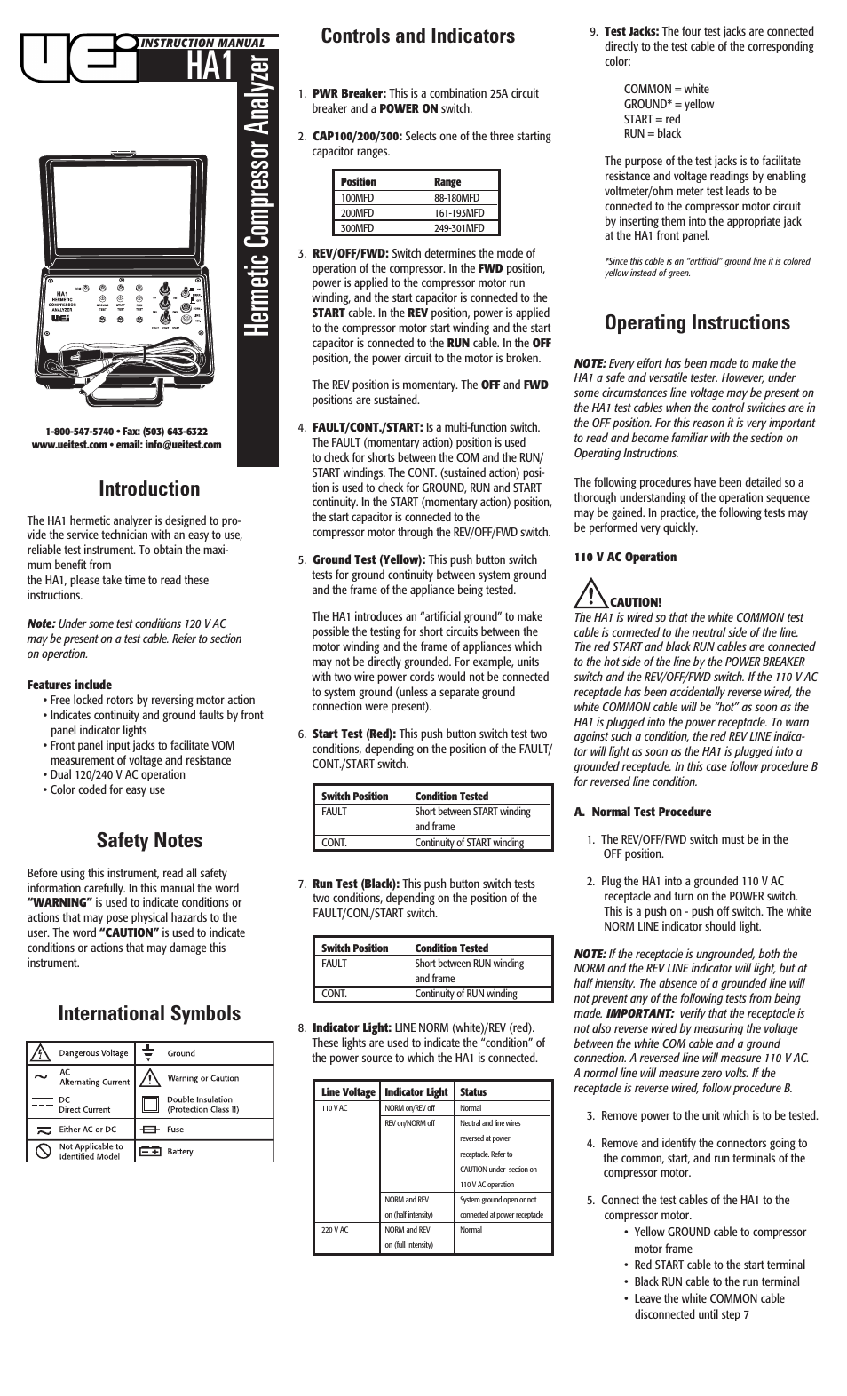 UEi Test Instruments HA1 User Manual | 2 pages