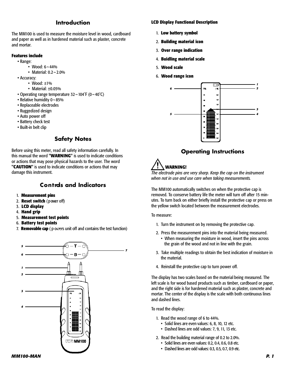 Operating instructions, Introduction | UEi Test Instruments MM100 User Manual | Page 2 / 4