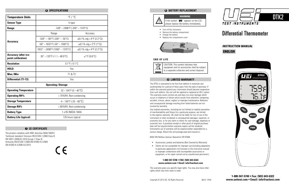 UEi Test Instruments DTK2KIT User Manual | 2 pages