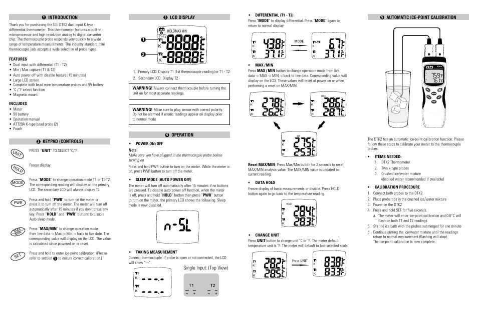 F75.9, Single input: (top view), F76.1 | UEi Test Instruments DTK2KIT User Manual | Page 2 / 2