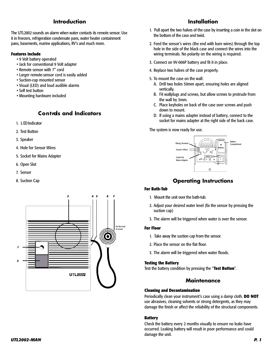 Operating instructions, Introduction | UEi Test Instruments UTL2002 User Manual | Page 2 / 3