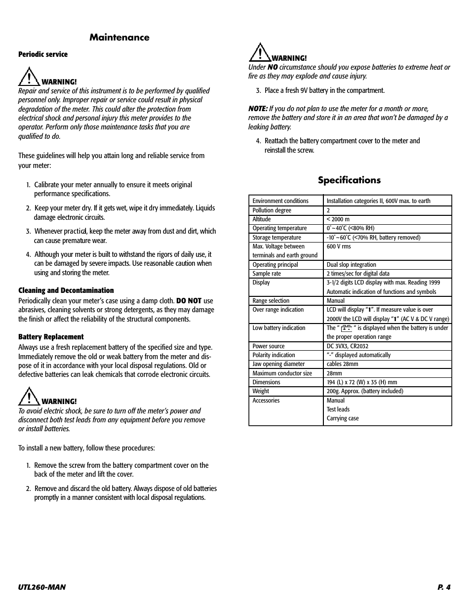 UEi Test Instruments UTL260 User Manual | Page 5 / 7
