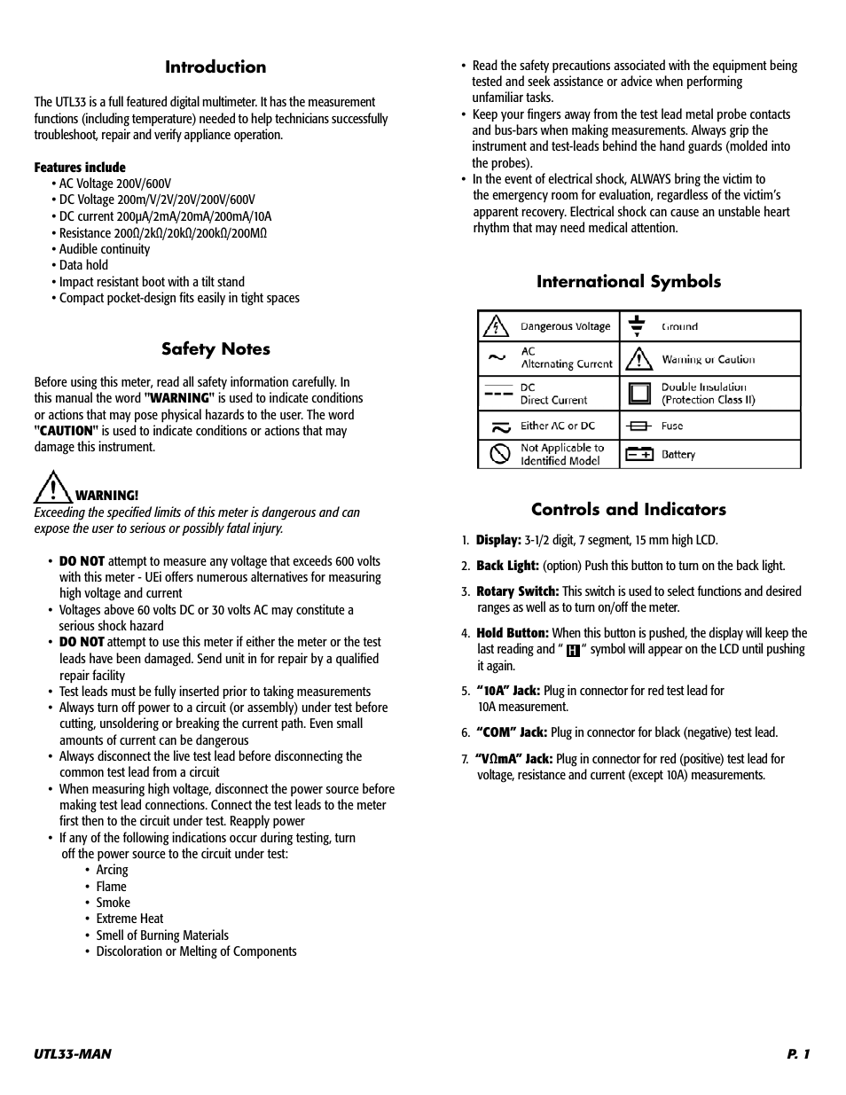 UEi Test Instruments UTL33T User Manual | Page 2 / 6