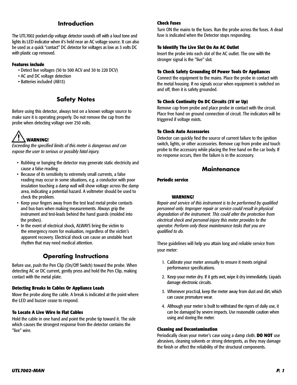 UEi Test Instruments UTL7002 User Manual | Page 2 / 4