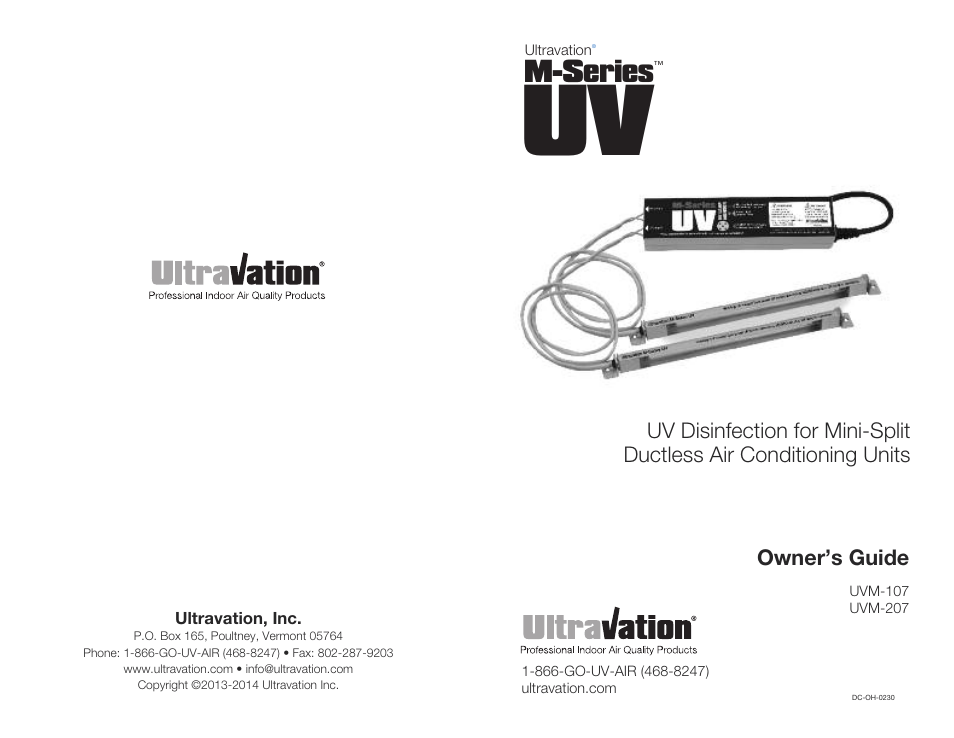 Ultravation M-Series for Mini-split A/C - DC-OH-0230 User Manual | 4 pages