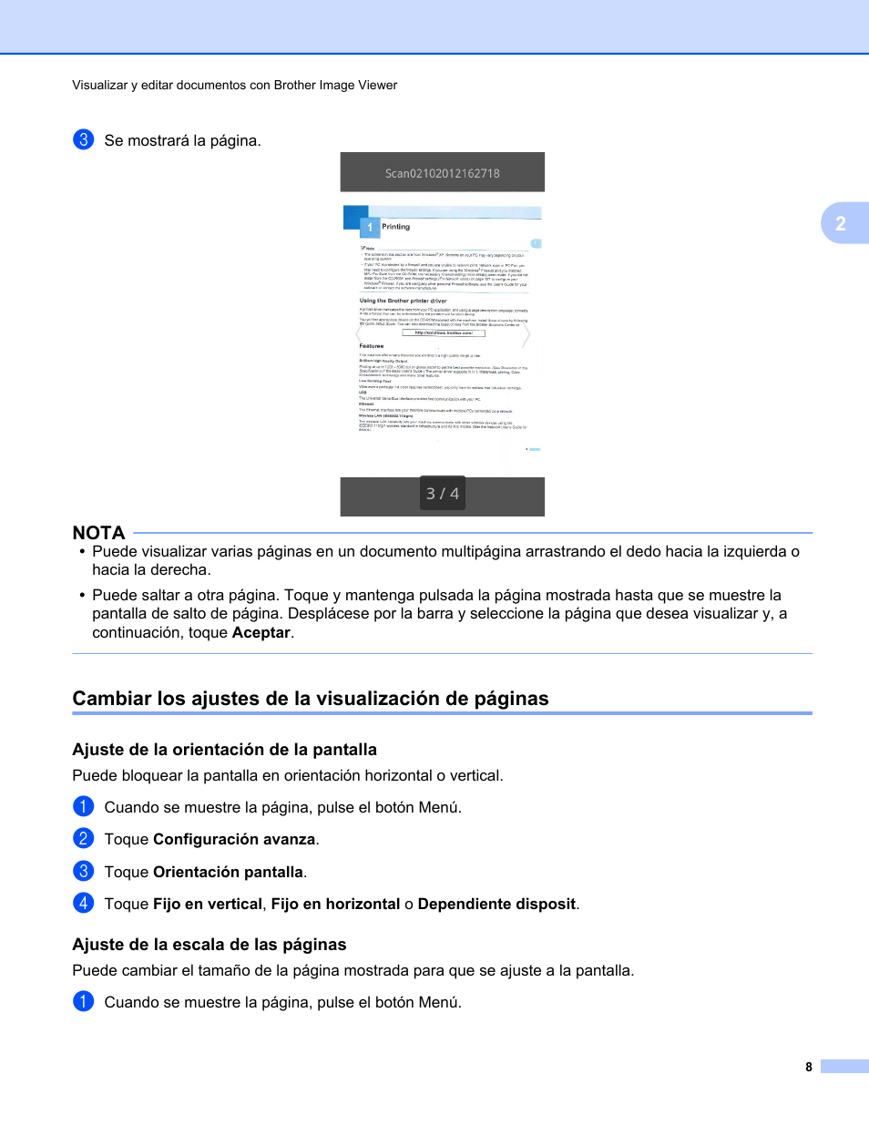 Ajuste de la orientación de la pantalla | Brother Image Viewer (para Android) User Manual | Page 11 / 16