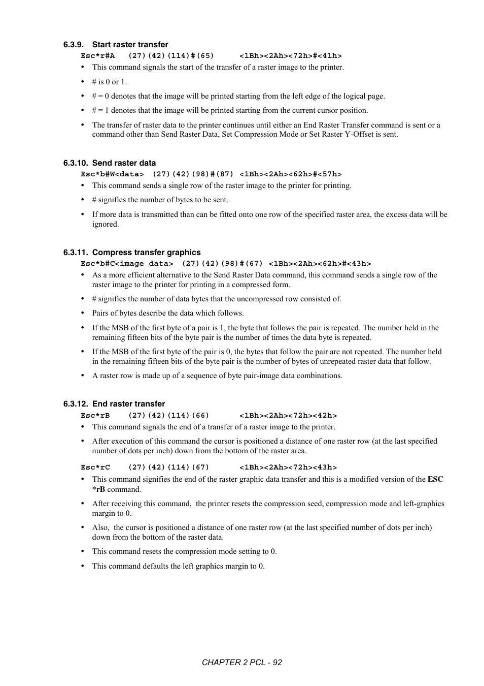 Start raster transfer, Send raster data, Compress transfer graphics | End raster transfer | Brother HL-2170W User Manual | Page 111 / 522