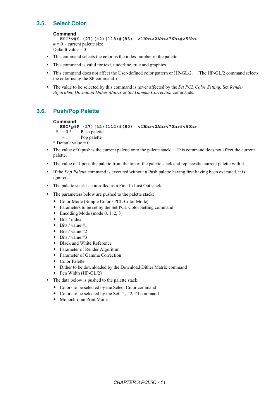 Select color, Push/pop palette | Brother HL-2170W User Manual | Page 144 / 522