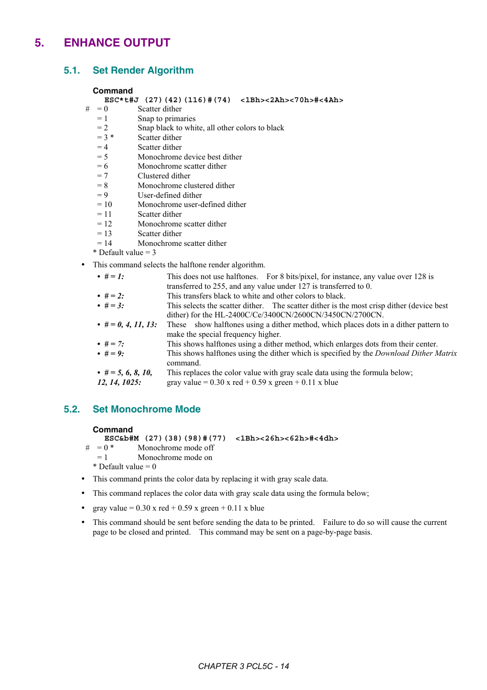 Enhance output, Set render algorithm, Set monochrome mode | Brother HL-2170W User Manual | Page 147 / 522