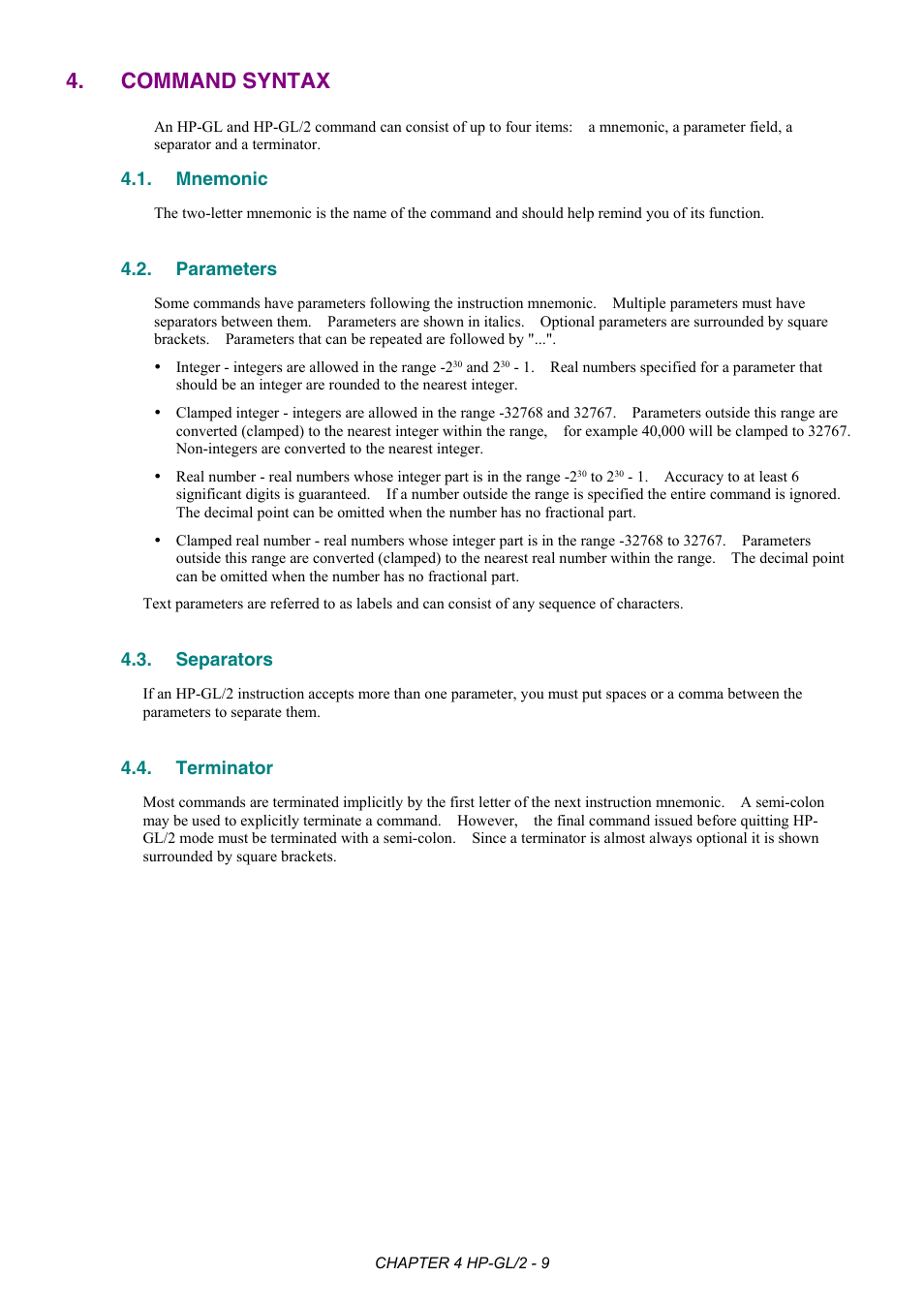Command syntax, Mnemonic, Parameters | Separators, Terminator | Brother HL-2170W User Manual | Page 160 / 522