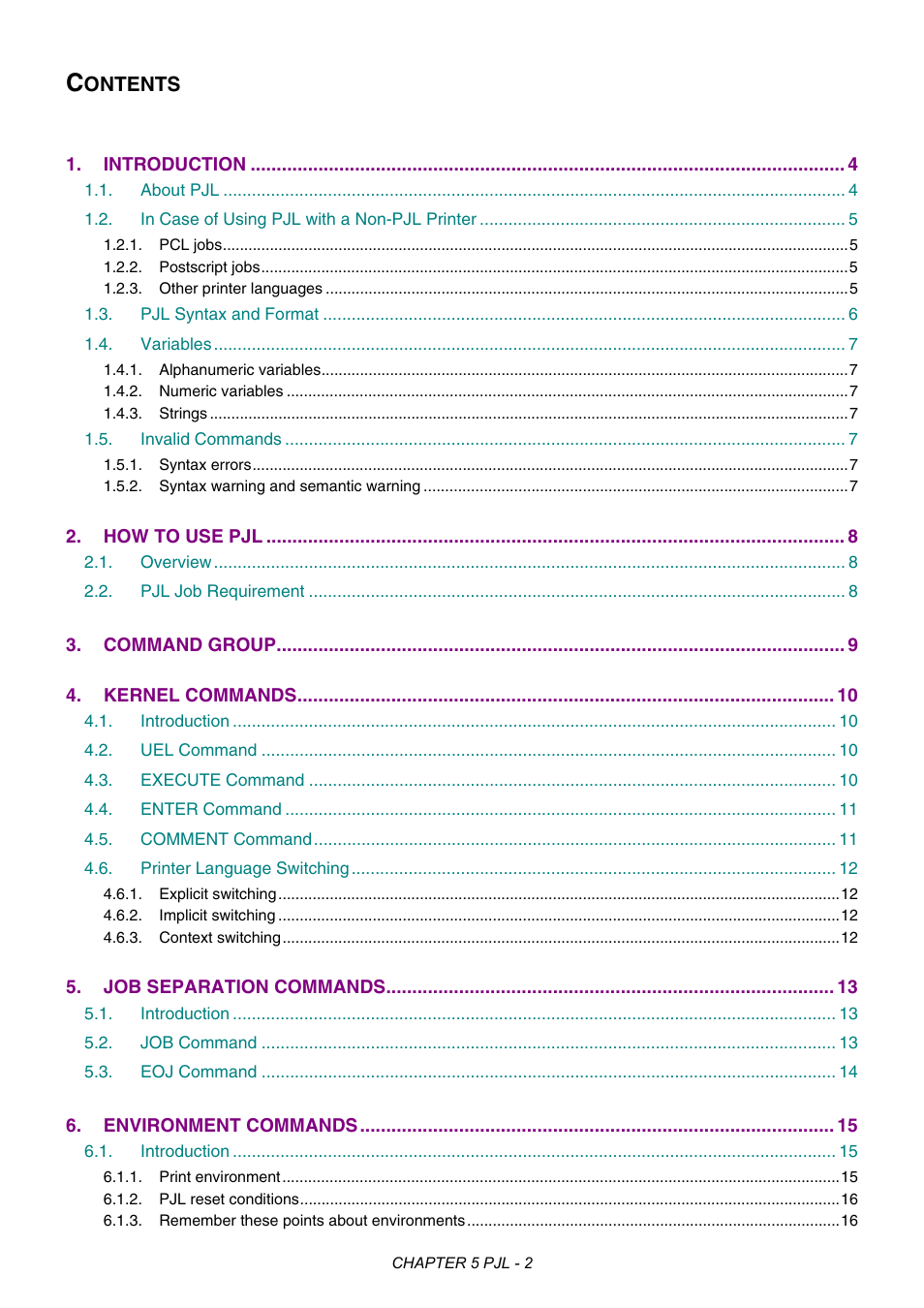 Chapter 5 pjl printer job language | Brother HL-2170W User Manual | Page 206 / 522