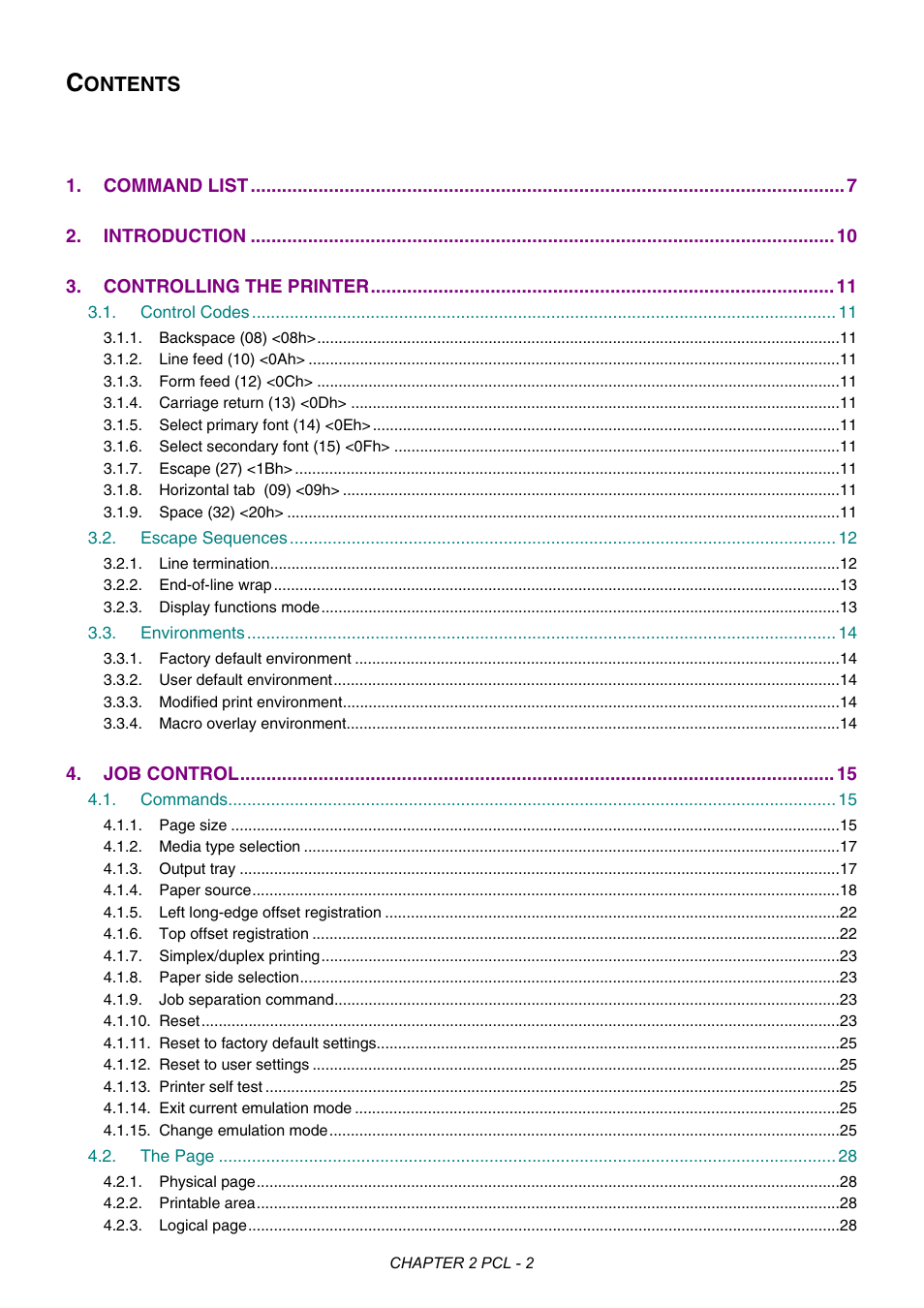 Chapter 2 pcl printer control language | Brother HL-2170W User Manual | Page 21 / 522