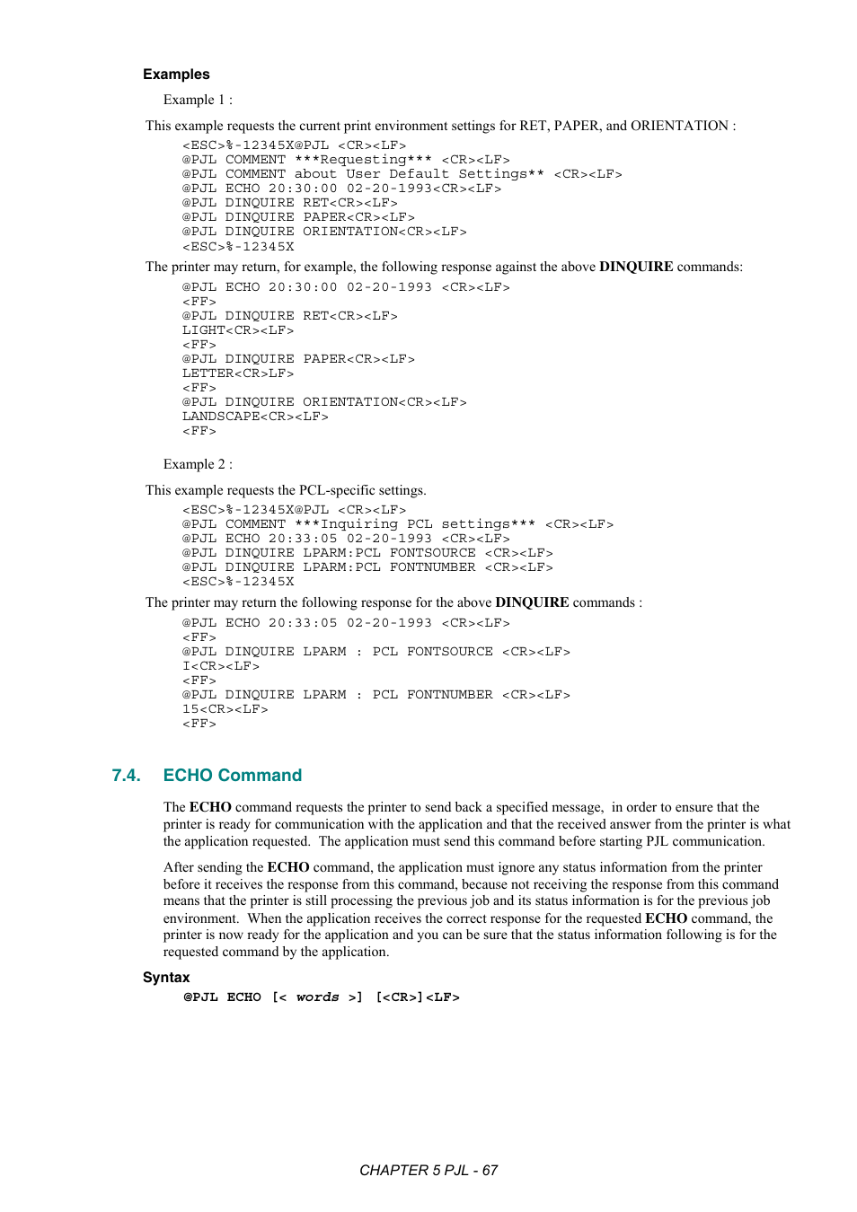 Echo command | Brother HL-2170W User Manual | Page 271 / 522