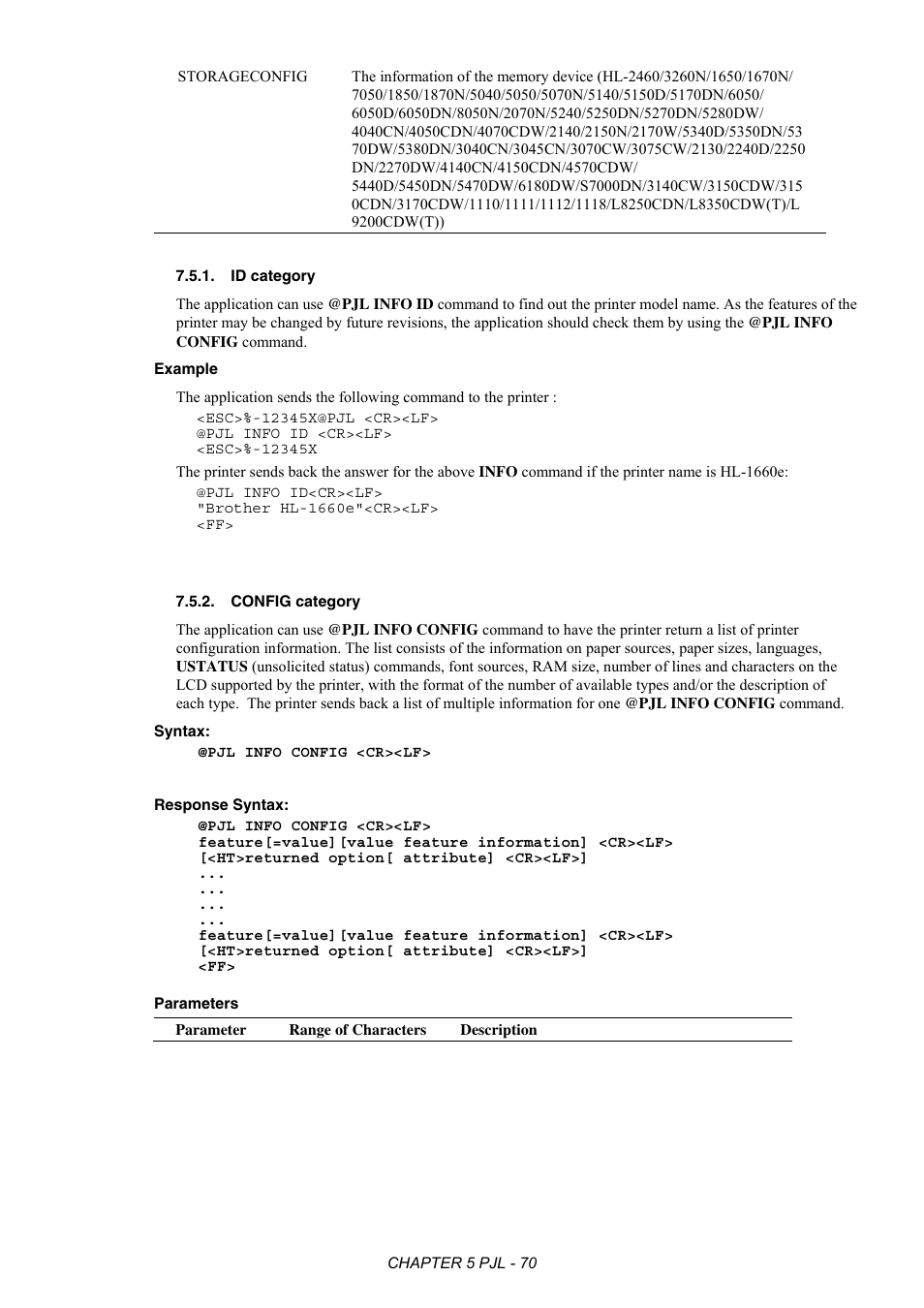 Id category, Config category | Brother HL-2170W User Manual | Page 274 / 522