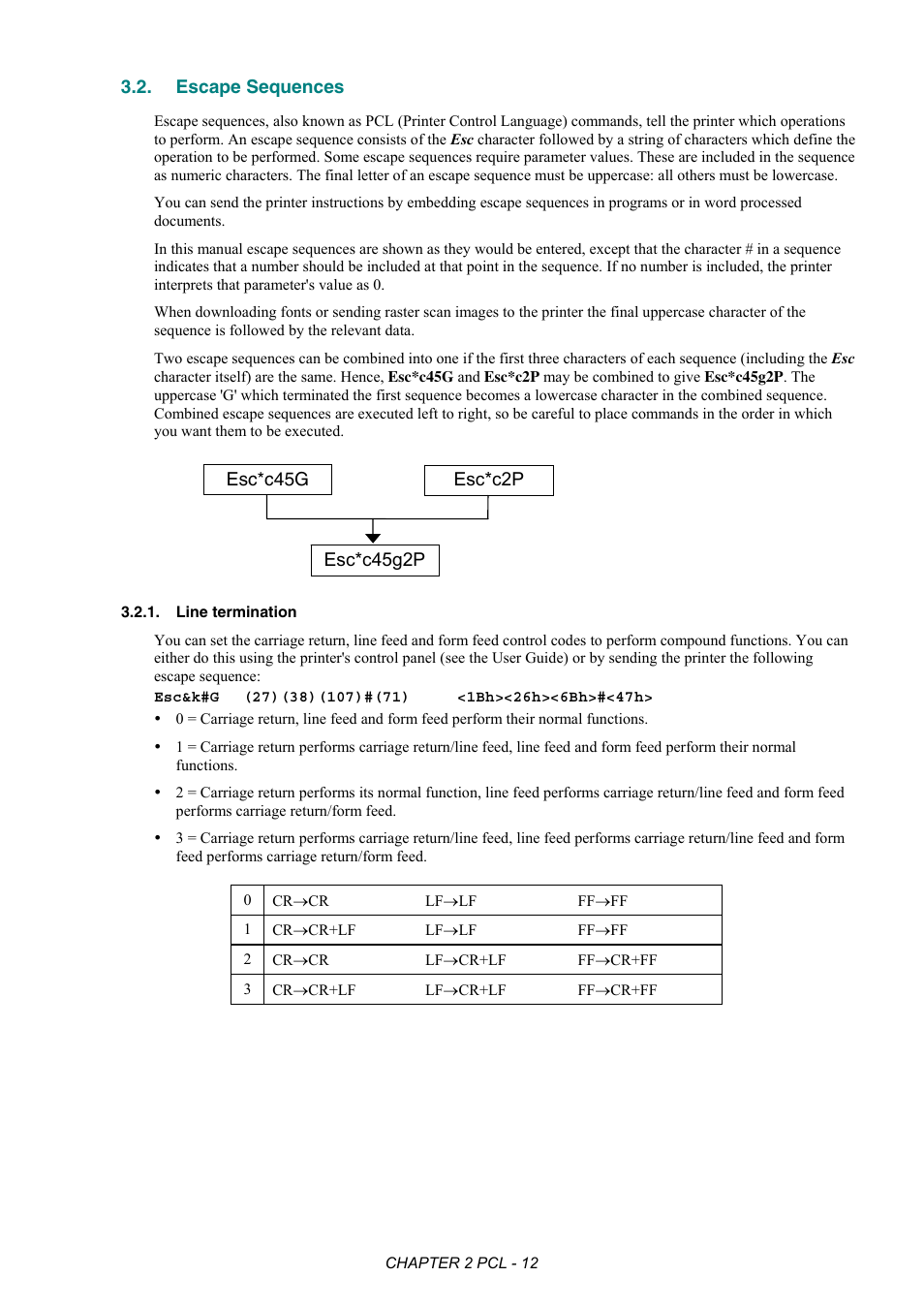 Escape sequences, Line termination | Brother HL-2170W User Manual | Page 31 / 522