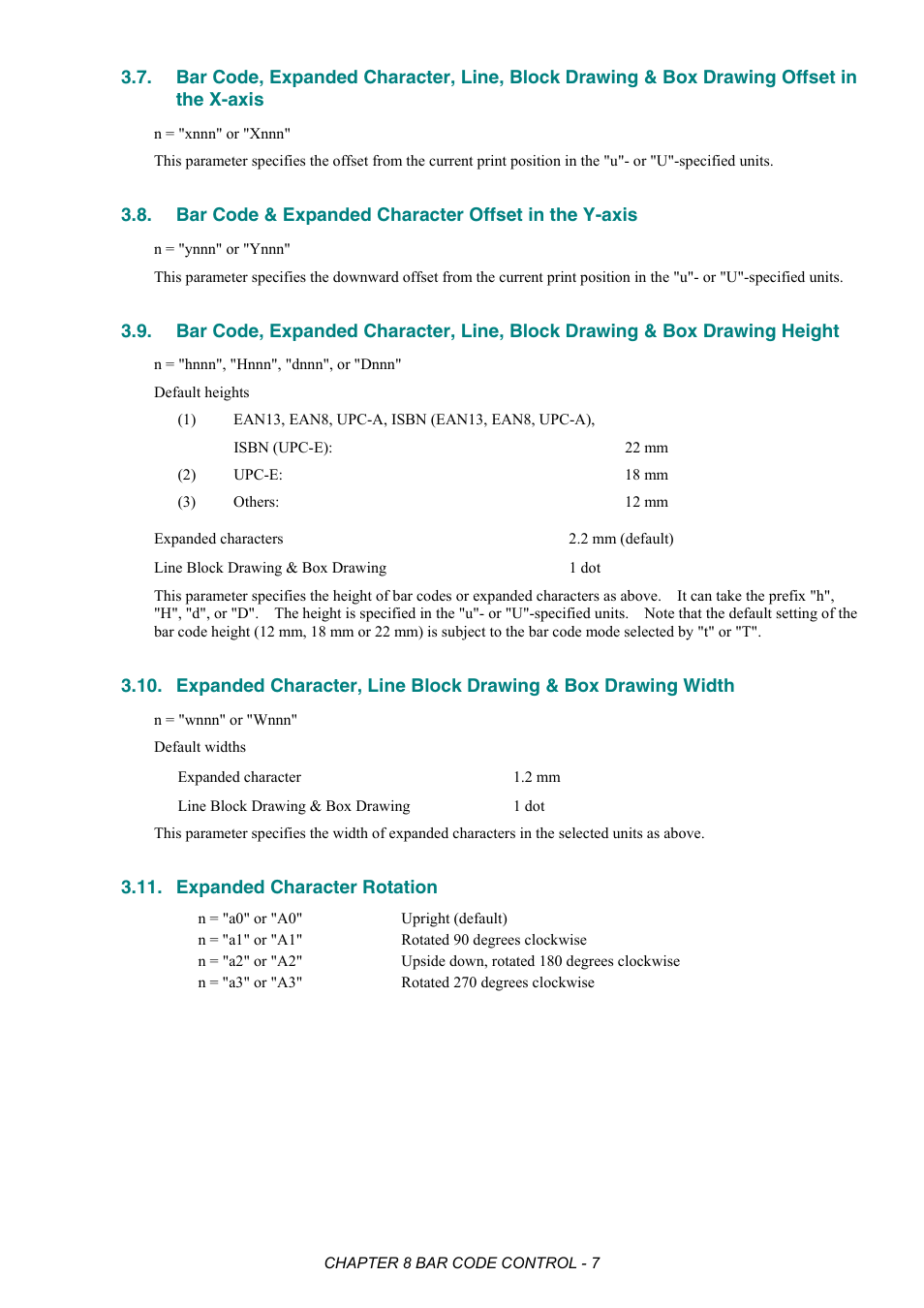 Bar code & expanded character offset in the y-axis, Expanded character rotation | Brother HL-2170W User Manual | Page 344 / 522