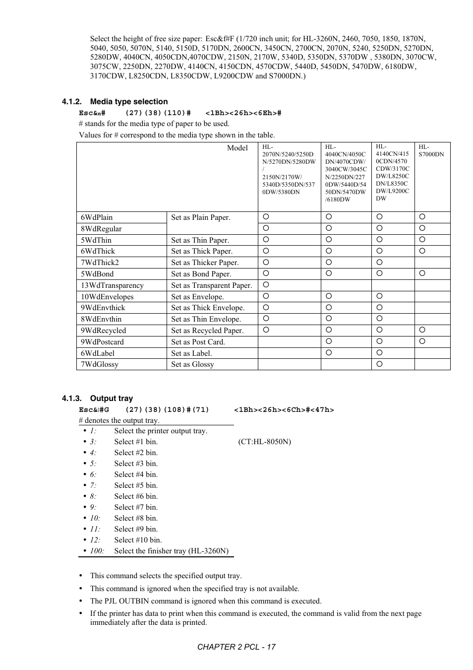 Media type selection, Output tray | Brother HL-2170W User Manual | Page 36 / 522