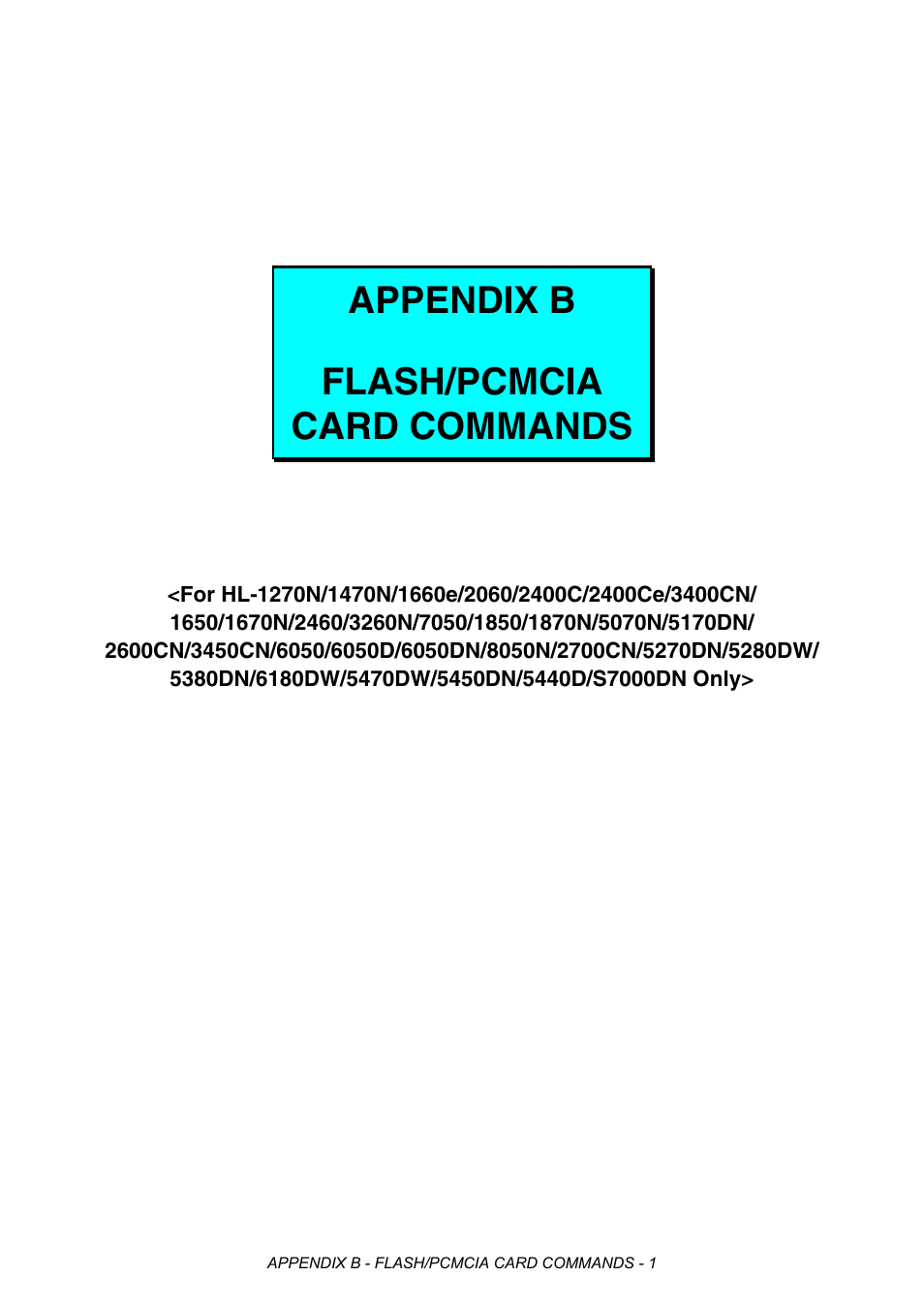 Appendix b flash/pcmcia card commands | Brother HL-2170W User Manual | Page 477 / 522