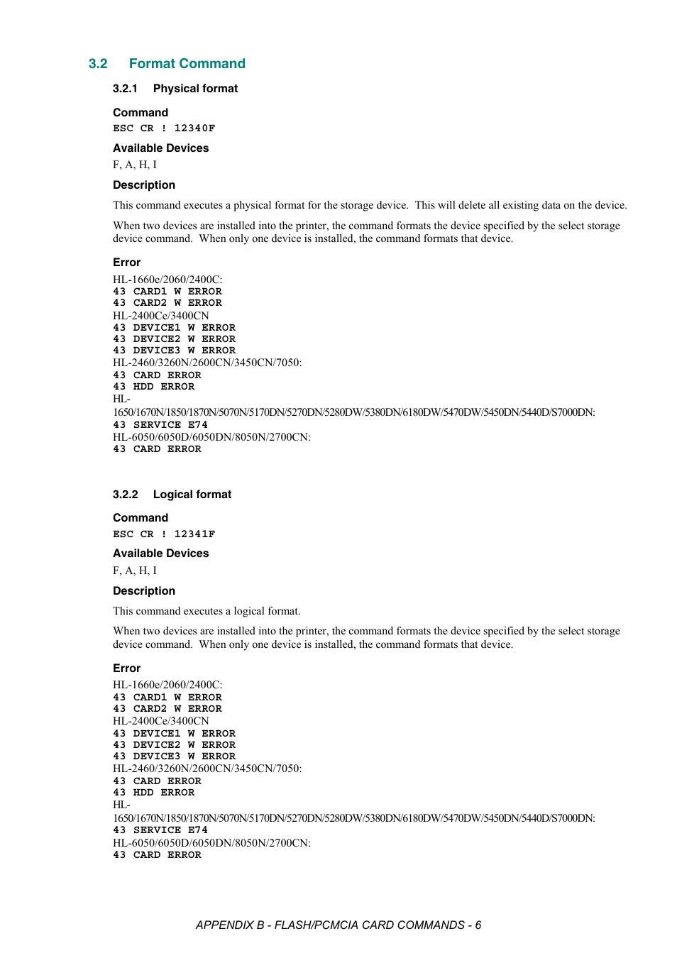 2 format command, 1 physical format, 2 logical format | Format command, Physical format, Logical format | Brother HL-2170W User Manual | Page 482 / 522