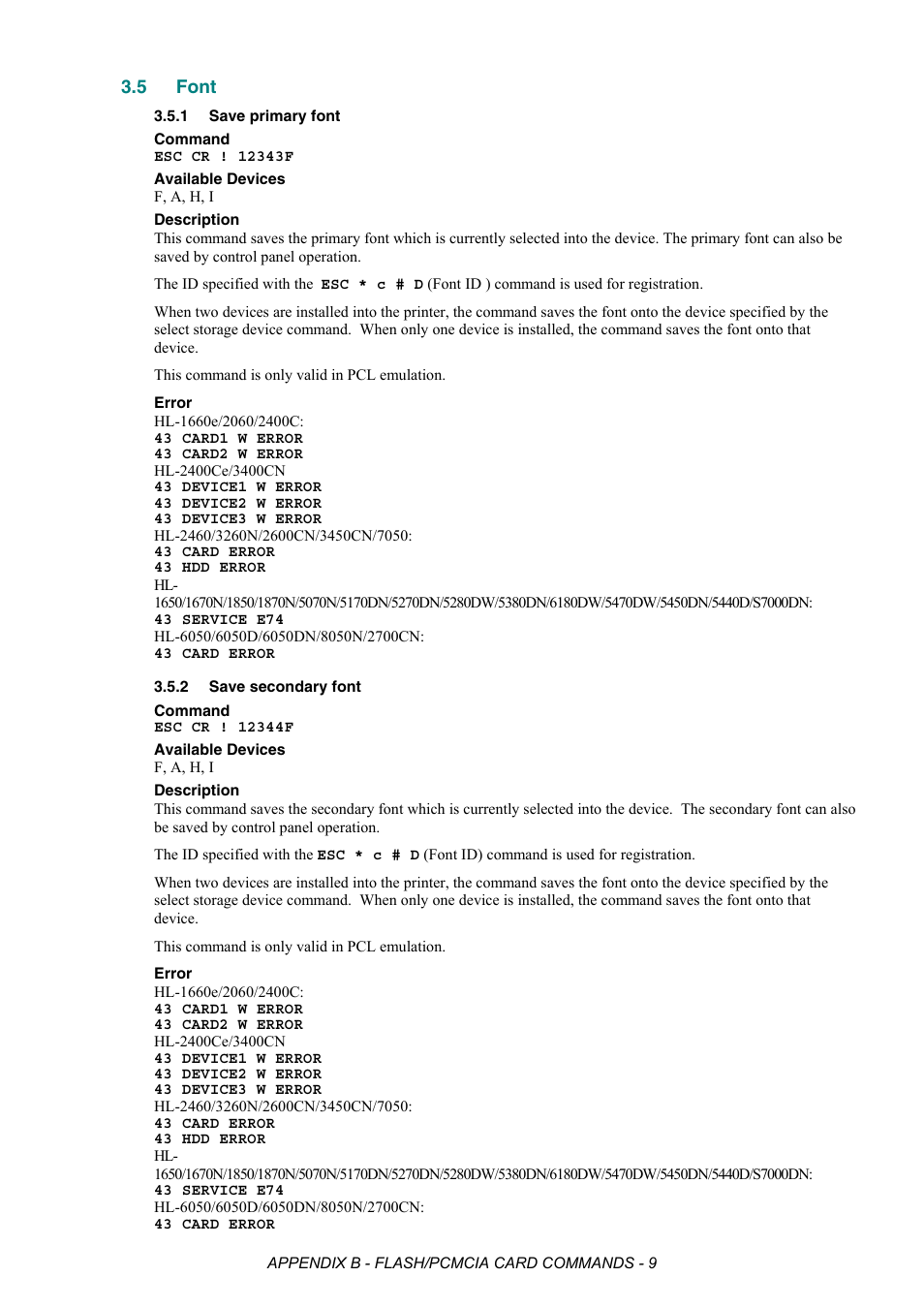 5 font, 1 save primary font, 2 save secondary font | Font, Save primary font, Save secondary font | Brother HL-2170W User Manual | Page 485 / 522