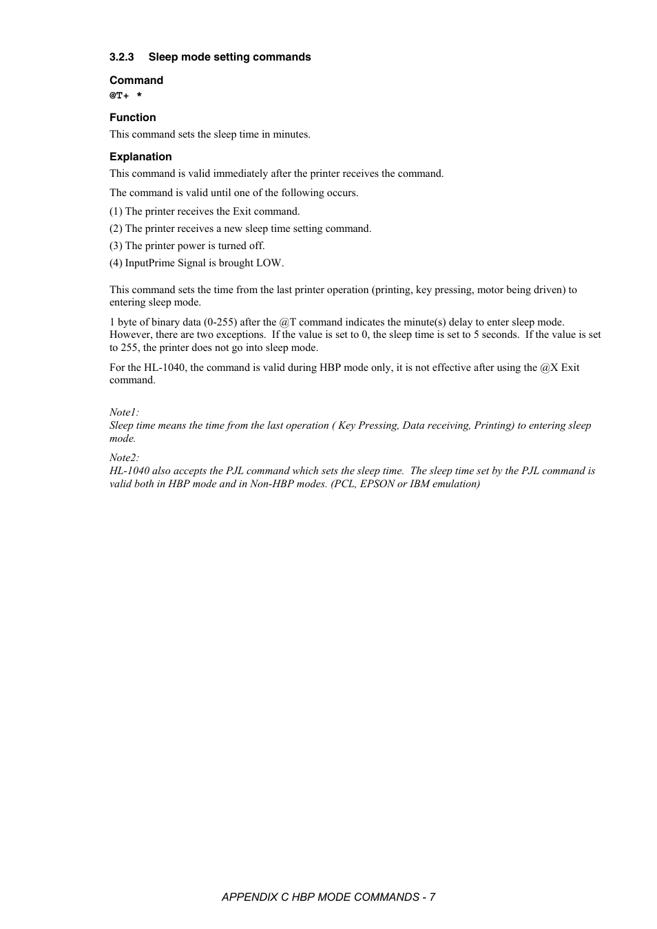 3 sleep mode setting commands, Sleep mode setting commands | Brother HL-2170W User Manual | Page 501 / 522