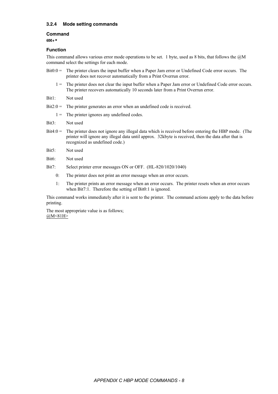 4 mode setting commands, Mode setting commands | Brother HL-2170W User Manual | Page 502 / 522