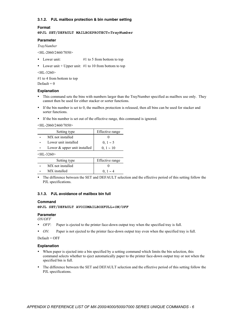 Pjl mailbox protection & bin number setting, Pjl avoidance of mailbox bin full | Brother HL-2170W User Manual | Page 513 / 522