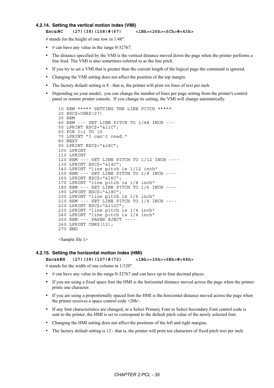 Setting the vertical motion index (vmi), Setting the horizontal motion index (hmi) | Brother HL-2170W User Manual | Page 54 / 522