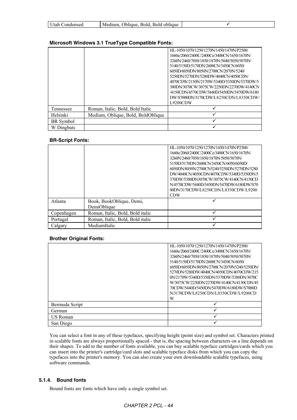 Bound fonts | Brother HL-2170W User Manual | Page 63 / 522