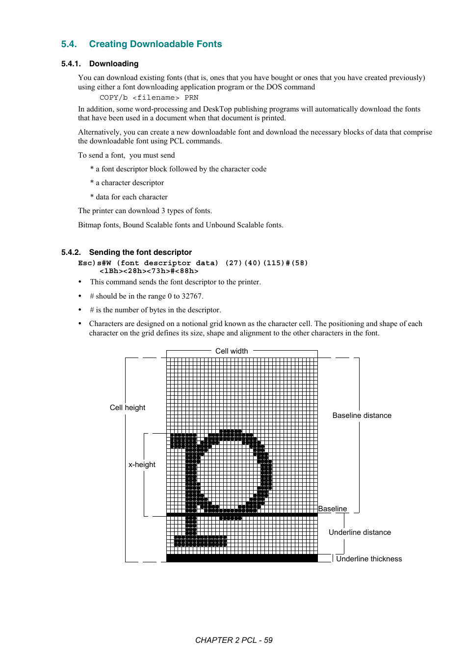 Creating downloadable fonts, Downloading, Sending the font descriptor | Brother HL-2170W User Manual | Page 78 / 522