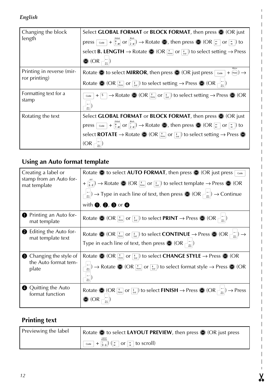 Using an auto format template, Printing text | Brother PT-3600 User Manual | Page 14 / 60