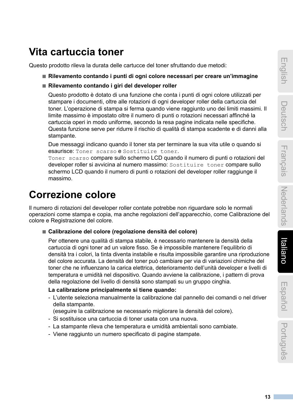 Vita cartuccia toner, Correzione colore | Brother HL-3170CDW User Manual | Page 13 / 21